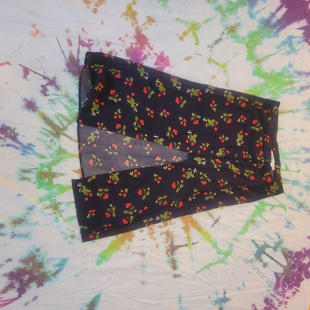 Astr Cherry Print Midi Skirt